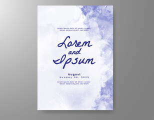 Fototapeta premium Wedding card invitation template with hand painted watercolor splash