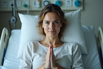 A patient sitting on a hospital bed