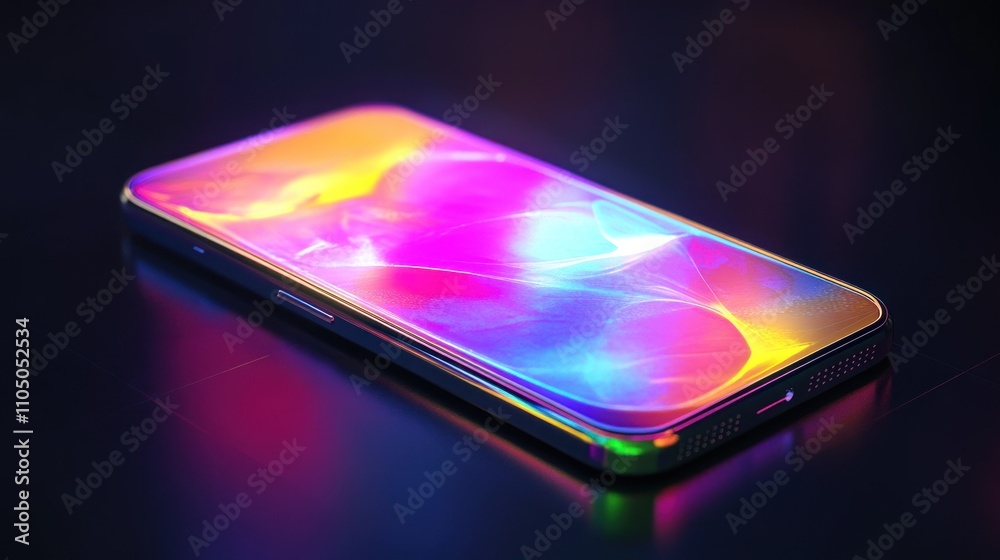 Poster vibrant smartphone displaying colorful abstract art