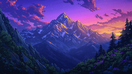 a dramatic mountain range with rugged gray cliffs