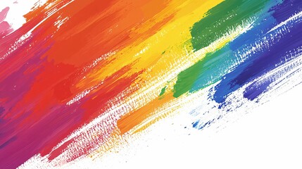 Vibrant rainbow hues explode across an abstract canvas with fluid brush strokes, inviting viewers to contemplate diversity and unity in art.