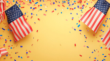 Obraz premium American Flag Independence Day th of July Patriotic Celebration Confetti Background