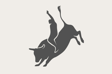 Fototapeta premium Minimalist bull riding silhouette vector 