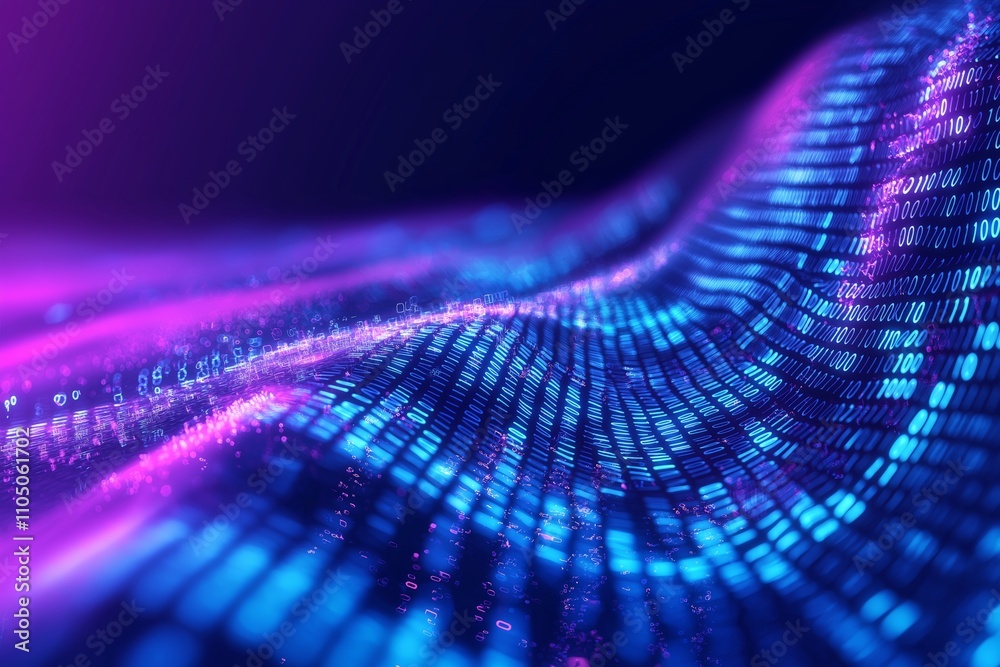 Fototapete network digital technology background, ai data 01 computer code binary, connection of internet of th