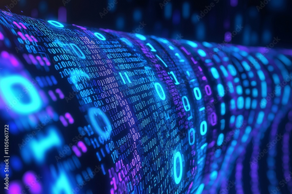 Poster network digital technology background, ai data 01 computer code binary, connection of internet of th