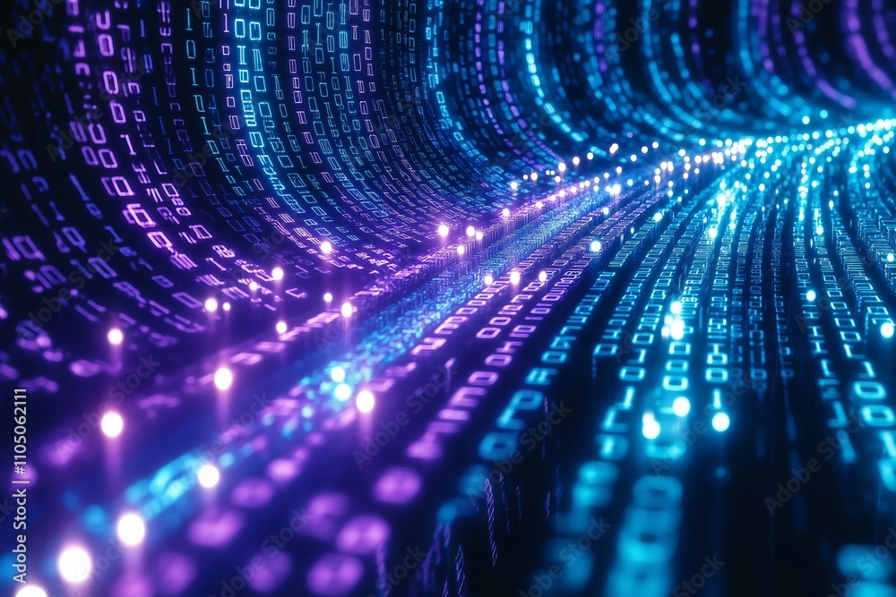 Poster network digital technology background, ai data 01 computer code binary, connection of internet of th