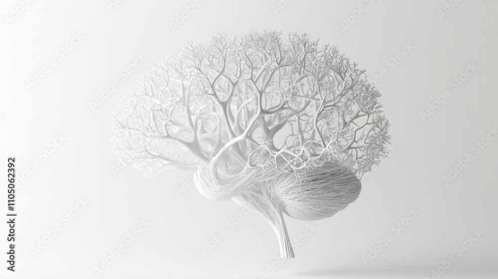 Poster abstract white brain tree artistic render