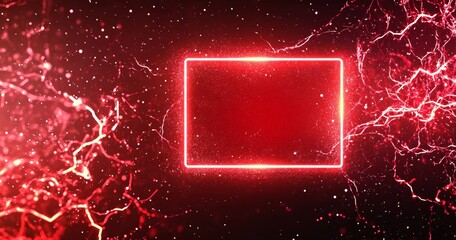 A frame with red neon glow centered on a black background, suitable for design, technology, or futuristic themes.