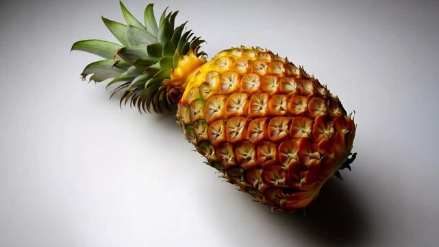 fresh pineapple lowly rotates 360 degrees