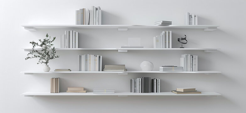 Office interior backdrop for online meetings. Light home office setting bookshelves background. Minimalist online workspace aesthetics. Video conferencing room design in pastel tones.