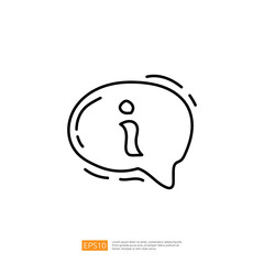 A simple line drawing of an information bubble, symbolizing communication and knowledge sharing.