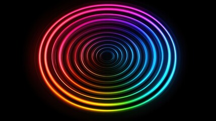 Stereoscopic Depth Illusion Concept. Colorful concentric circles on a black background