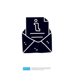 The image depicts an envelope containing a document with an information icon, symbolizing communication or the delivery of important information.
