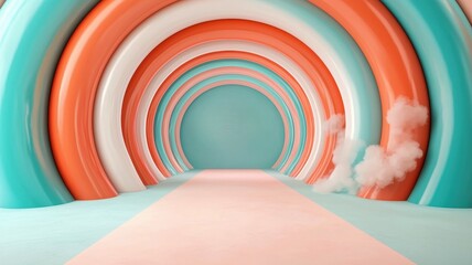 Fototapeta premium Stereoscopic Depth Illusion Concept. Colorful abstract circular tunnel design