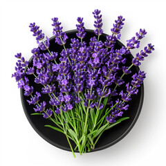 Fototapeta premium Top View of a Bowl of Fresh Lavender Flowers