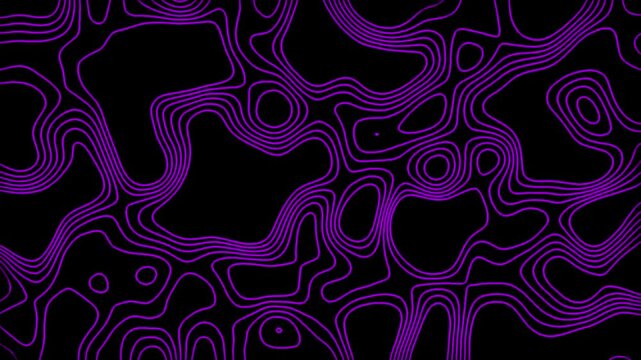 Abstract purple pattern with circles. Animated outline topographic background.