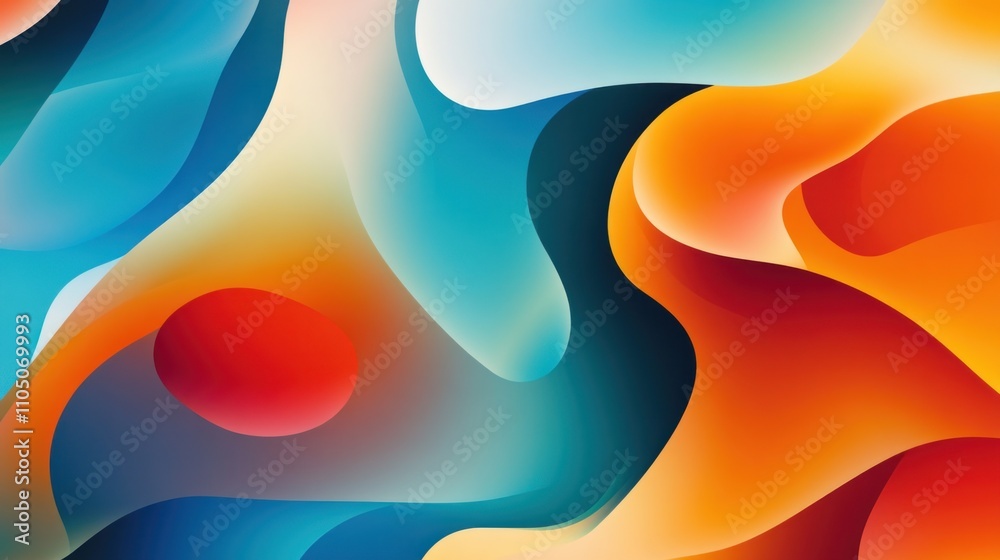 Poster abstract colorful waves and fluid shapes design