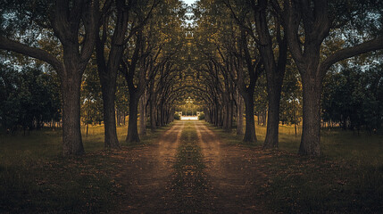 Fototapeta premium trees on both sides of the image, increasing depth and symmetry in the composition