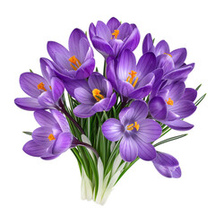 Obraz premium Top View of a Bunch of Purple Crocus Flowers