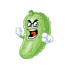 Obraz premium Angry Pickle Mascot Cartoon Character.