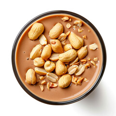 Top View of a Creamy Peanut Butter Smoothie