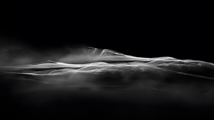 Abstract White Lines Form Misty Mountain Landscape