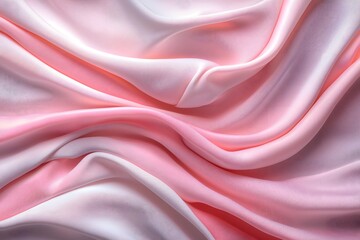 Fototapeta premium Soft Pink and White Silky Fabric Draped Elegantly, Showcasing Smooth Texture and Flowing Patterns for Elegant and Fashionable Textile Designs