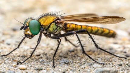 Close-Up of a Vibrant Horsefly: Macro Shot Highlighting Green Eyes in Nature's Palette