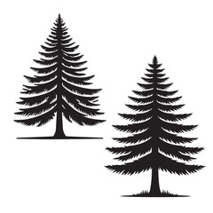 douglas fir tree silhouette set -  vector of douglas fir set - douglas fir tree, tree silhouette 