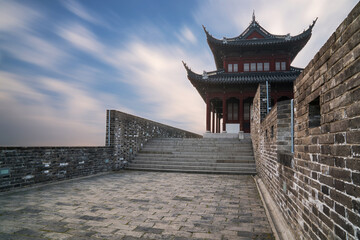 Fototapeta premium The Ruins of the Ancient City Wall and the Scene of Suzhou City, Jiangsu Province, China