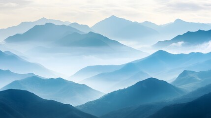 Obraz premium Misty Blue Mountains Rolling Into The Horizon