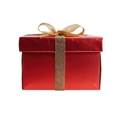 Red Christmas gifts box isolated on transparent background. 