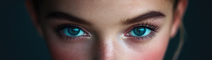 Obraz premium Close-up of captivating blue eyes shining.