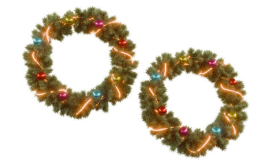 Christmas wreaths isolated on white