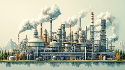 Obraz premium a CCS facility, detailing the process of capturing and storing carbon emissions from industrial sources.