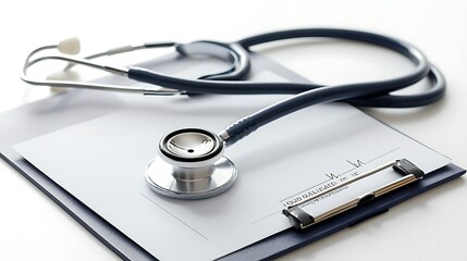 Medical Stethoscope and Patient Chart on Clipboard