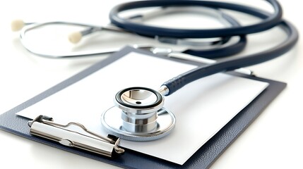 Medical Stethoscope on Clipboard Healthcare Diagnosis Doctor s Exam Patient Record Clinic Visit