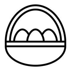 Egg Basket Vector Line Icon Design