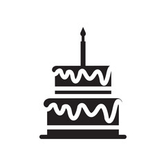 Birthday cake icon Vector flat thin line illustration