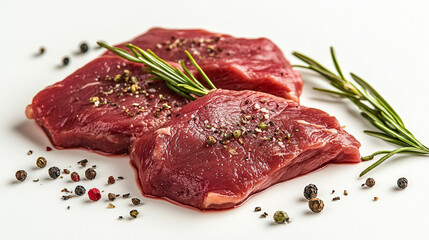 Fototapeta premium Raw Beef Steaks with Rosemary and Peppercorns