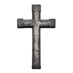 Grey stone cross, isolated, transparent background, png