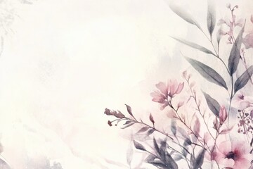 Naklejka premium Delicate Floral Illustration: Soft Watercolor Frame for Vintage Wedding Cards and Greetings