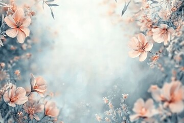 Elegant Floral Border: Soft Watercolor Design for Vintage Wedding Greeting Cards