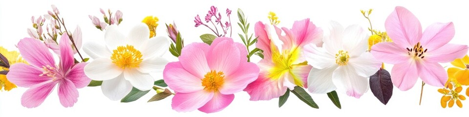 Fototapeta premium Vibrant Spring Blossoms Isolated on a Pristine White Background