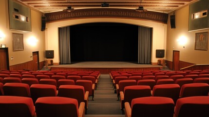 Cozy Cinema Experience: Intimate Movie Theatre with Engaged Audience in a Charming Hall