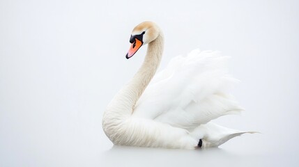 Obraz premium Majestic White Swan Gracefully Floating on Calm Water