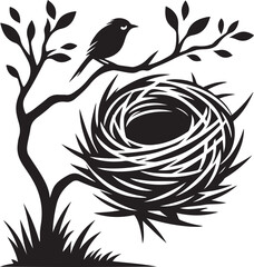bird nest silhouette vector designs