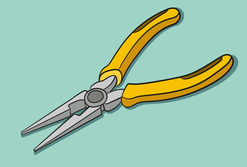 Metal Pliers Tool with Rubber Handle vector illustration.Hand tools for repair, construction, building and maintenance.Mechanic and Electrician work tool equipment object icon concept. 