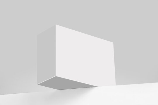 White box mockup, tall shoot of soap box mockup on white background. Photo illustration