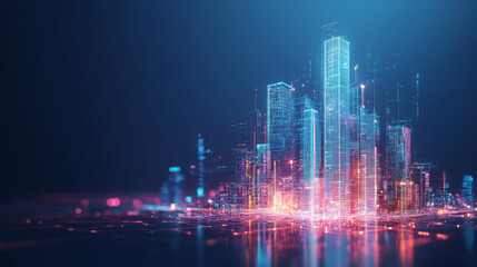 Fototapeta premium High-tech futuristic city with neon lights and advanced architecture.